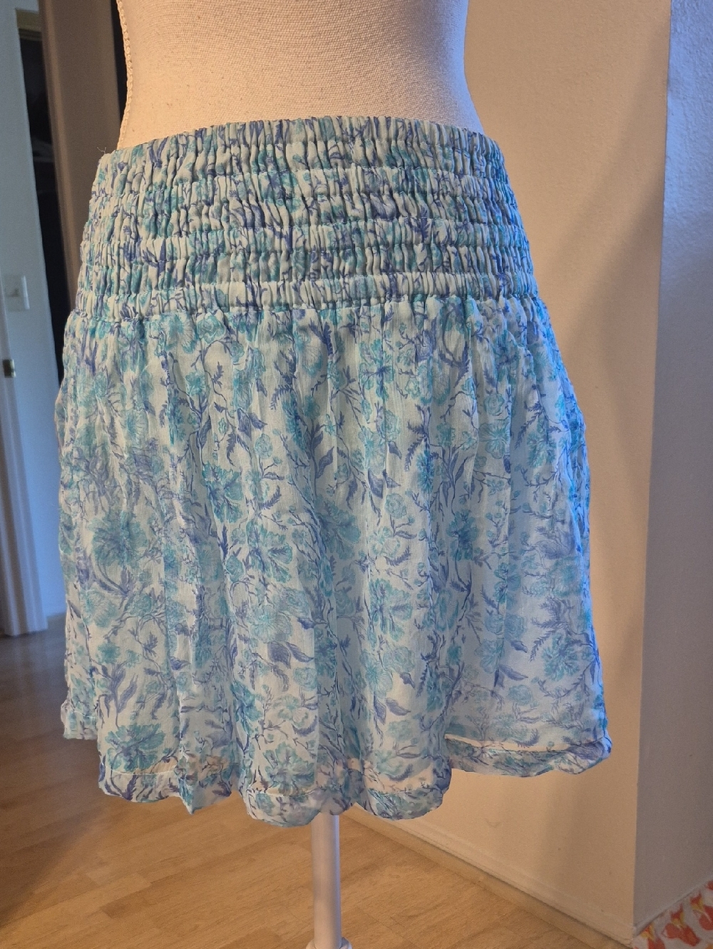 Anna + Nina Blue Floral Cotton & Viscose Floral Skirt